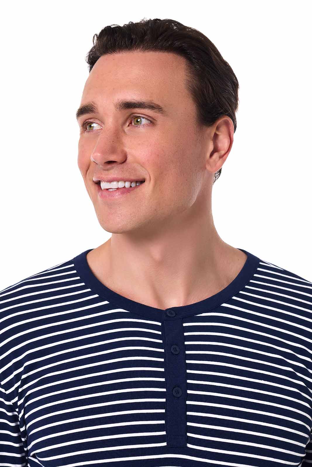 Men's Hallandale Long Sleeve Henley | Navy/White Stripe