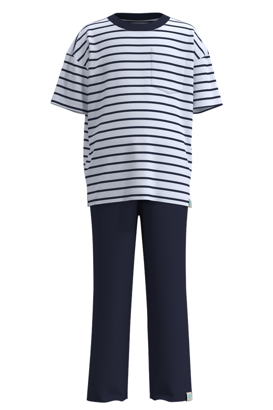 Kid's Mangrove T-Shirt and Pants Set | White/Navy Colorblock