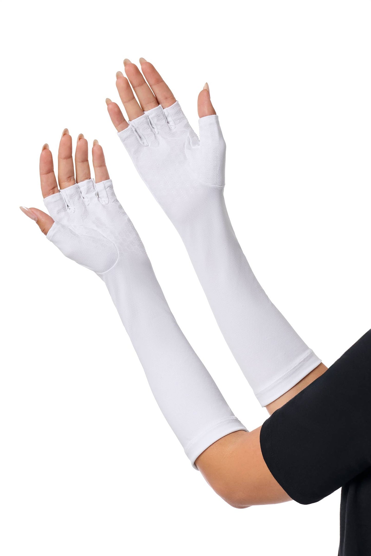 Unisex Bona UV Fingerless Mid-length Gloves | White