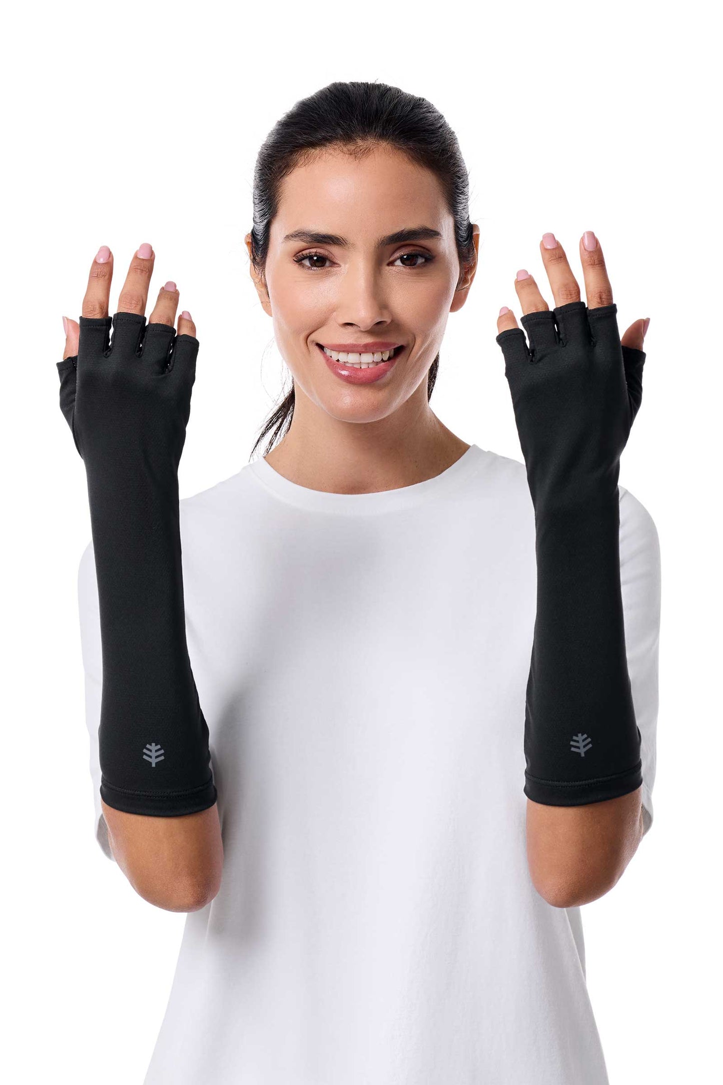 Unisex Bona UV Fingerless Mid-length Gloves | Black