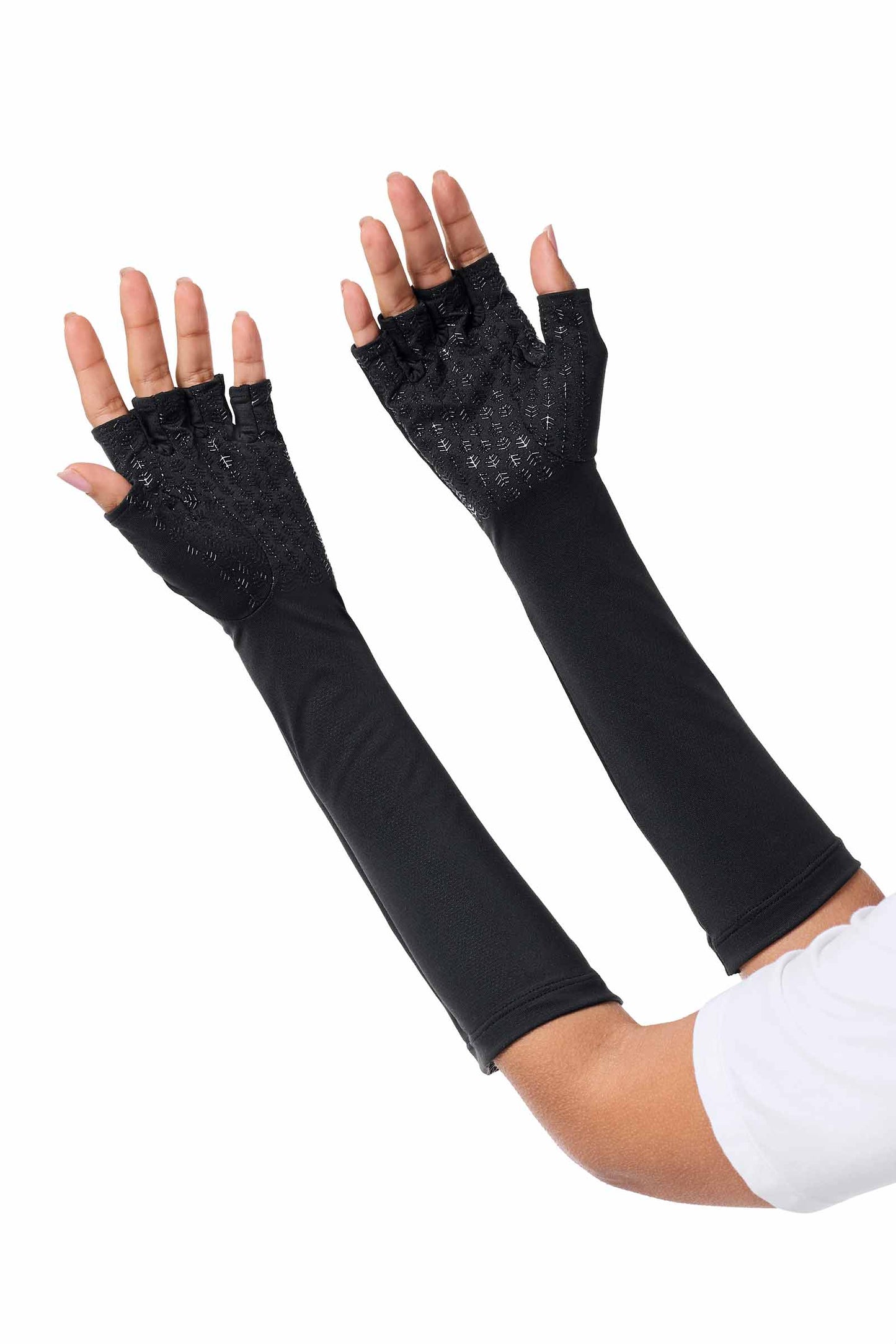 Unisex Bona UV Fingerless Mid-length Gloves | Black