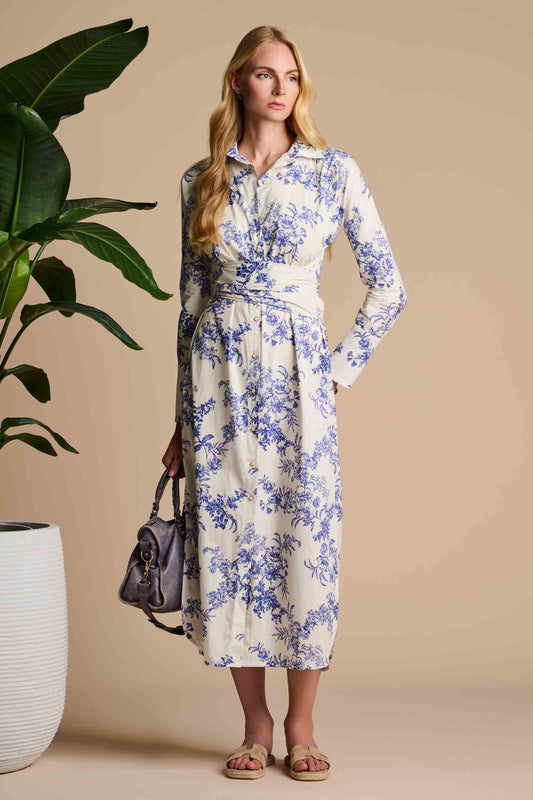 Women's Captiva 2.0 Shirt Dress | Vanilla China Blue Damask