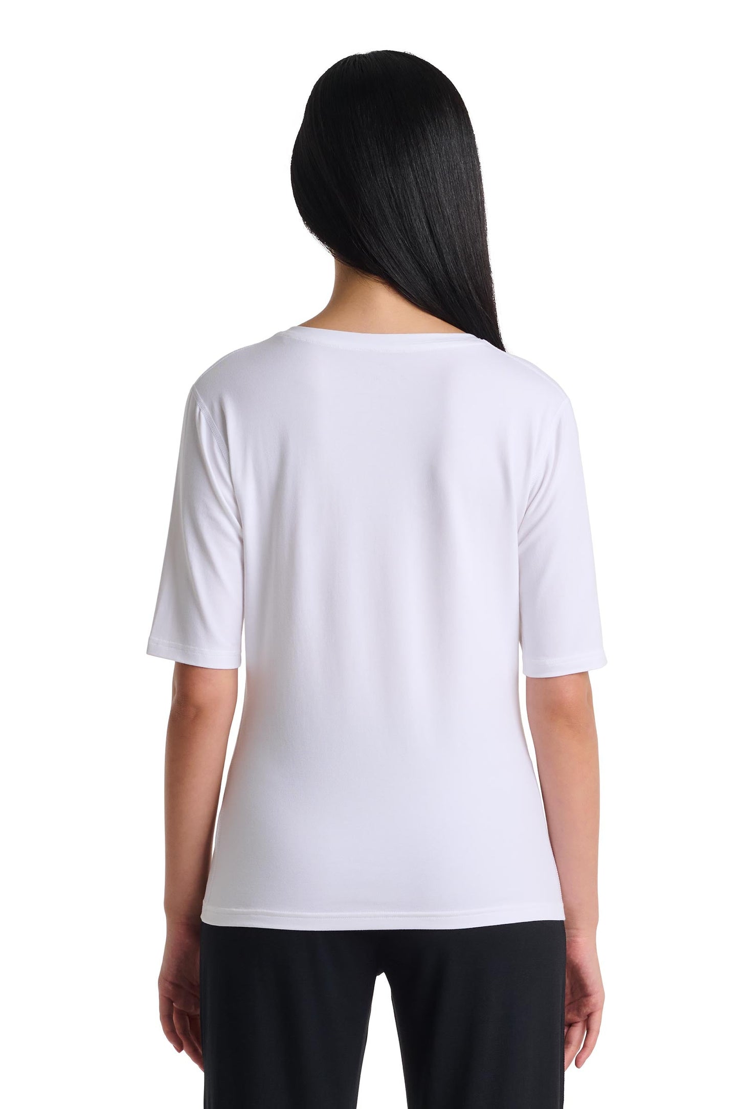 Women's Morada Fitted Short Sleeve V-Neck T-Shirt | White