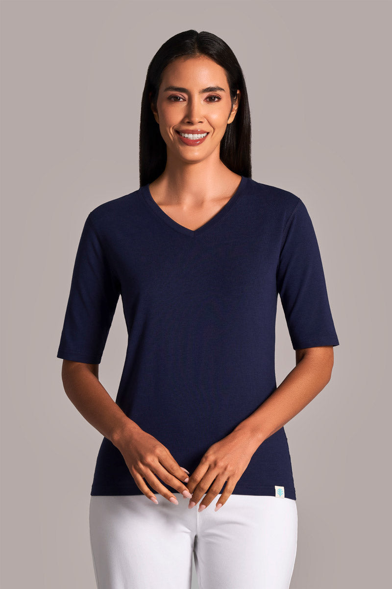 Women's Morada Fitted Short Sleeve V-Neck T-Shirt | Navy