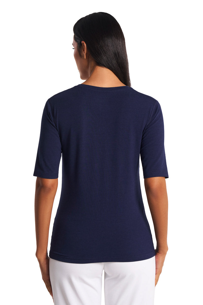 Women's Morada Fitted Short Sleeve V-Neck T-Shirt | Navy