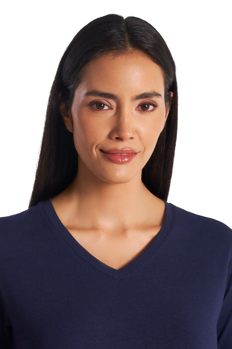 Women's Morada Fitted Short Sleeve V-Neck T-Shirt | Navy