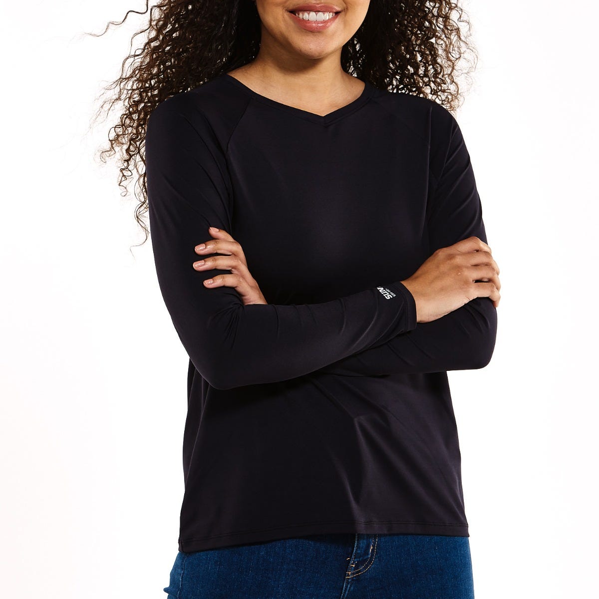 Women's Bosun V-Neck Long Sleeve T-Shirt | Jet Black