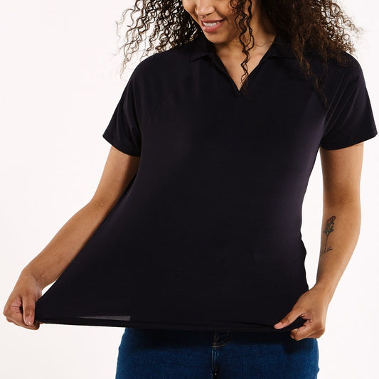 Womens Resort Short Sleeve Polo | Black