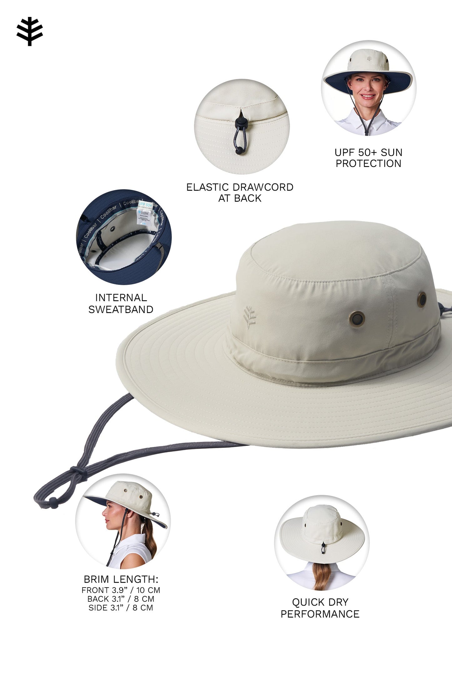 Unisex Leo Shapeable Wide Brim Hat| Stone/Navy