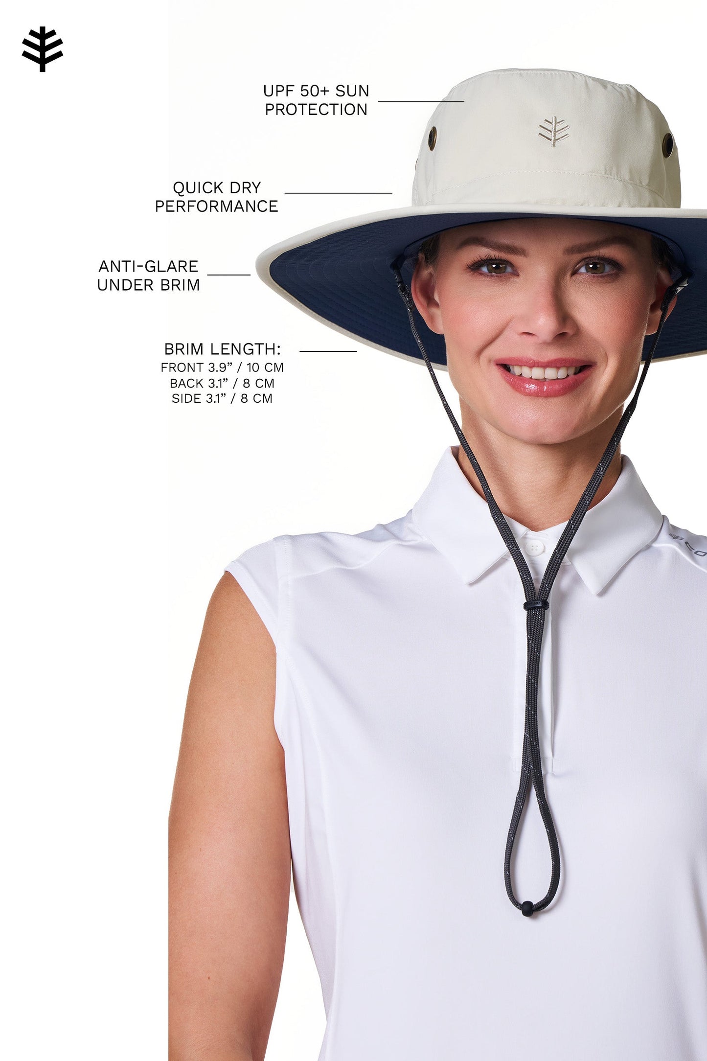 Unisex Leo Shapeable Wide Brim Hat | White/Carbon