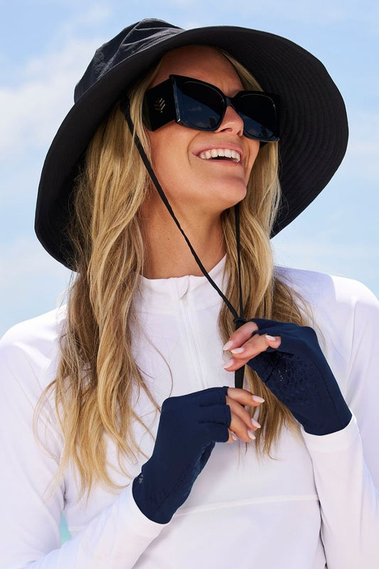 Unisex Ouray UV Fingerless Gloves | Navy