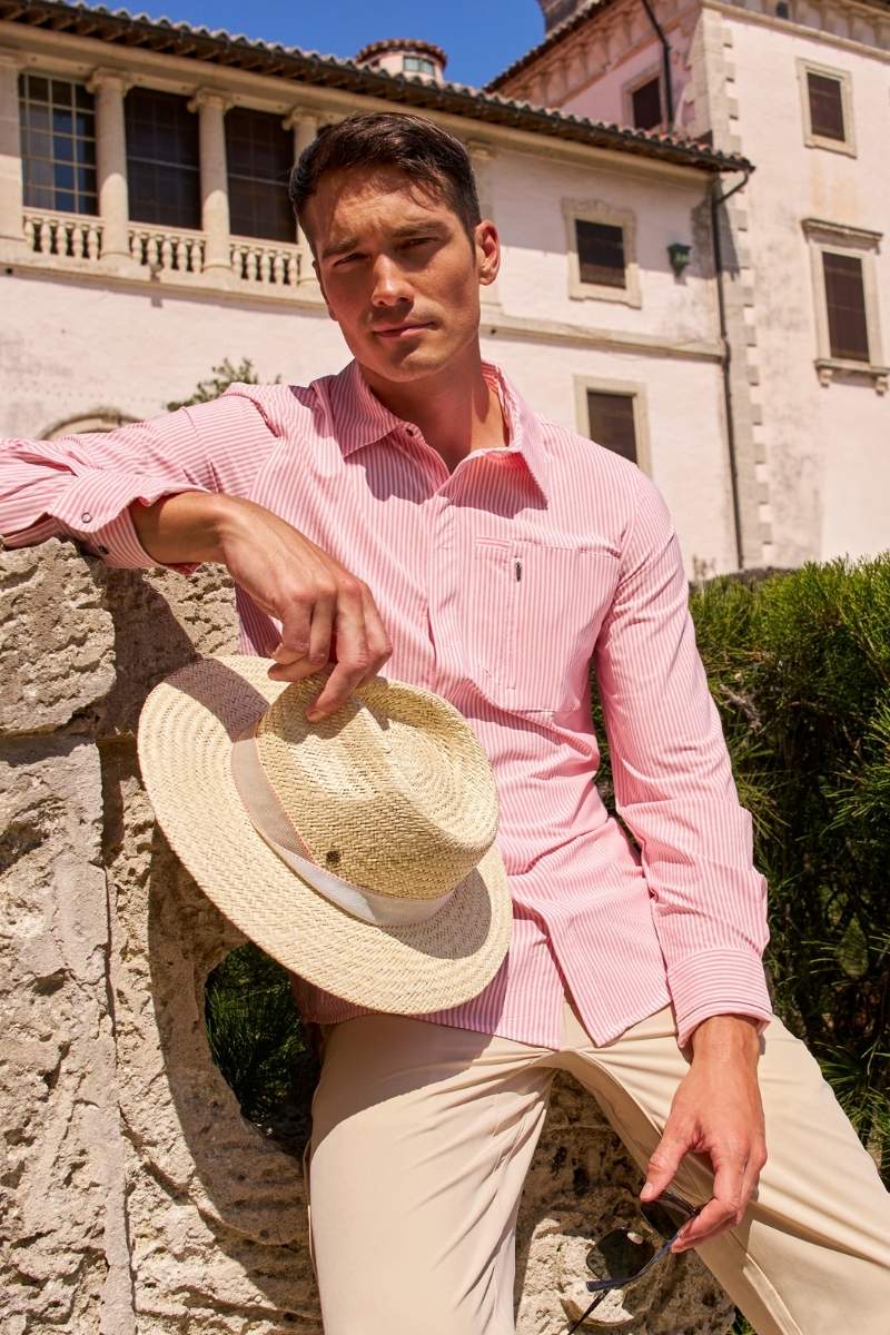 Men's Fiera Smart Shirt | White/Flamingo Pink Stripe
