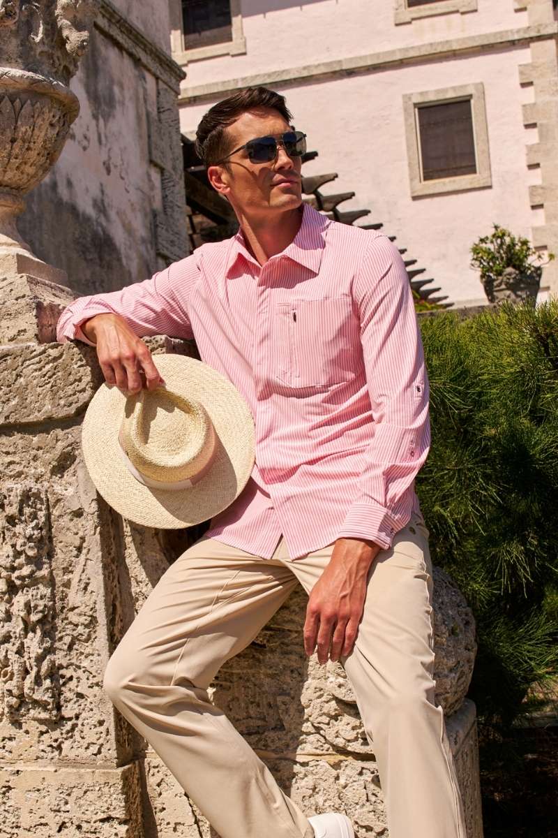 Men's Fiera Smart Shirt | White/Flamingo Pink Stripe