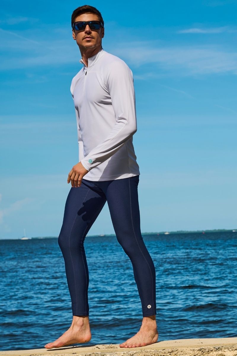 Men's Nocona Zip Rash Guard | White