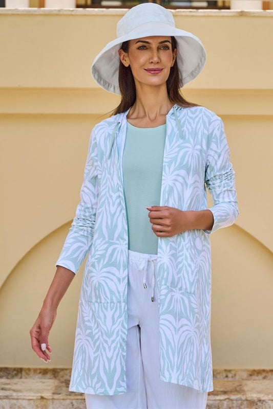 Women's Cabana Hoodie | Misty Aqua American Palm