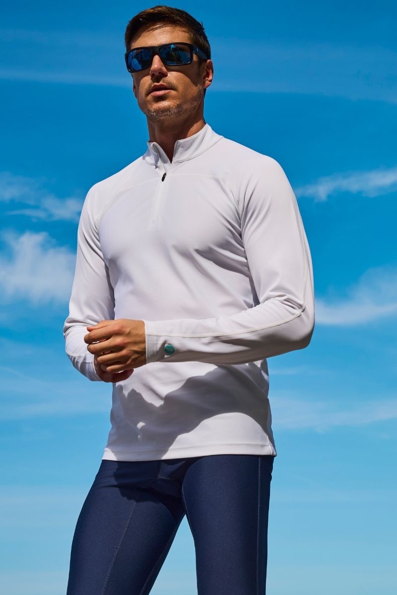 Men's Nocona Zip Rash Guard | White