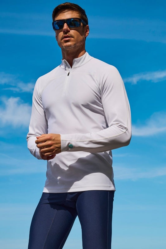 Men's Nocona Zip Rash Guard | White