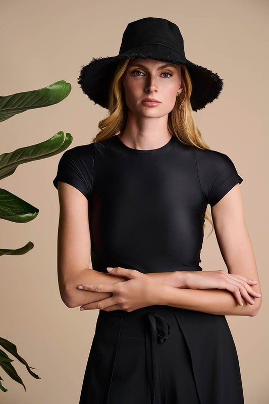 Women's Mott50 Charlotte Linen Fringe Sun Hat | Black