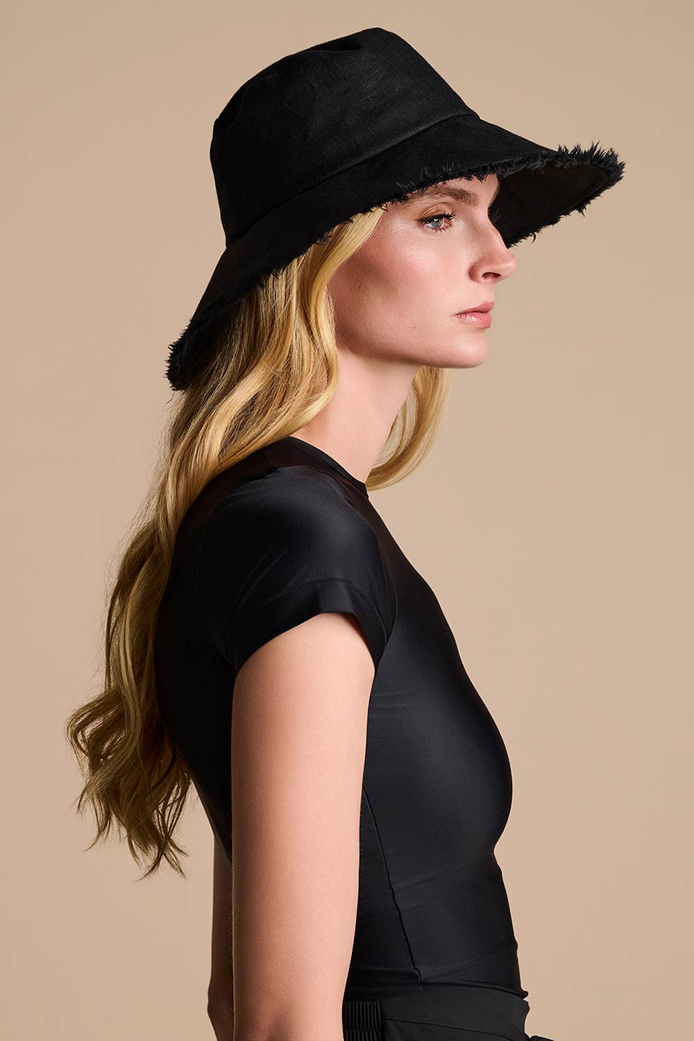 Women's Mott50 Charlotte Linen Fringe Sun Hat | Black